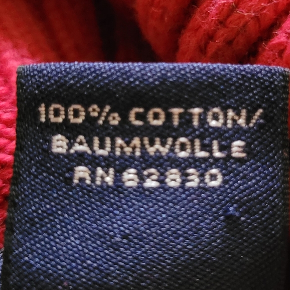 Lands’ End Red Fair Isle Striped Turtleneck Cotton Pullover Sweater - Picture 10 of 11